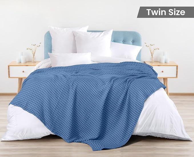 Utopia Bedding 100% Cotton Waffle Weave Blanket Twin Size - Image 2