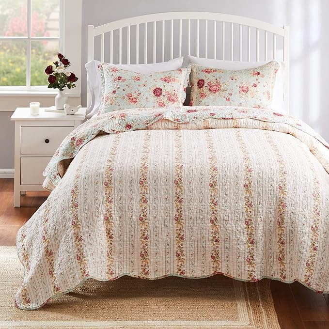Greenland Home Antique Rose 100% Cotton Heirloom-Quality Quilt Set, 2-Piece - Image 3
