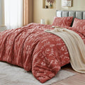 MUXHOMO Duvet Cover Queen Size, Reversible Floral Terracotta Duvet Cover Set by MUXHOMO