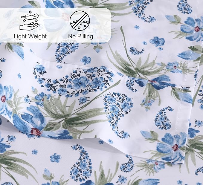 RUVANTI 100% Cotton Sheets Queen Size Set, 4 Pieces, Soft & Breathable Percale - Image 4