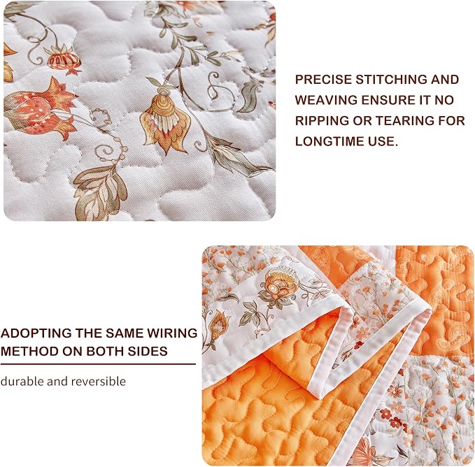 Joyreap 3 Pieces Floral Patchwork Quilt Set Queen, Smooth Soft Microfiber Quilt - Image 4