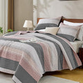 Andency King Size Quilt Set Grey Pink, 3 Pieces Summer Ultra Soft Lightweight by Andency
