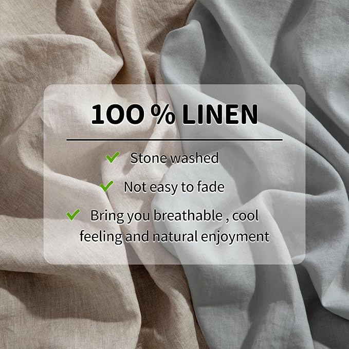 LBRO2M 100% Pure Linen Sheet Set Deep Pocket Up to 16" Bed Sheets Sets - Image 6