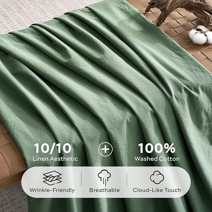 JELLYMONI 100% Washed Cotton Duvet Cover Full – Soft, Breathable Linen-Look - Image 3