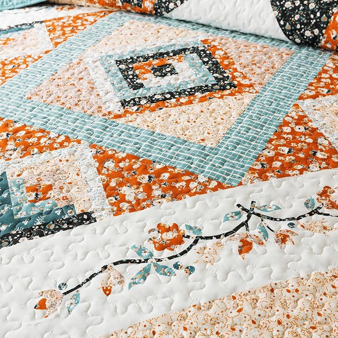 BEDIFANY Cotton California King Size Quilt Sets, Floral Lightweight King Size - Image 5