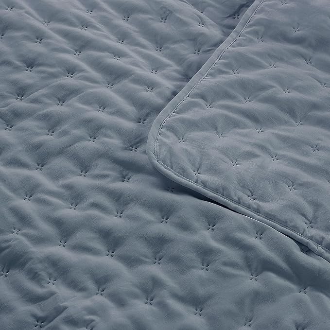ROARINGWILD Dusty Blue Queen Size Quilt Bedding Set, Lightweight Soft Bedspread - Image 6
