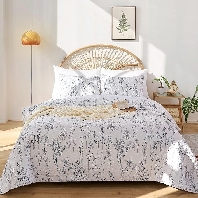 JANZAA Quilt King Size White Quilt Bed Spread Boho Quilt - Image 7