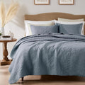 PALASSIO Dusty Blue Paisley 100% Cotton Quilt King Size Bedding Sets by PALASSIO