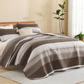 Litanika Quilt King Size Brown, Stripe Patchwork Summer Bedspread Coverlet 3 by Litanika