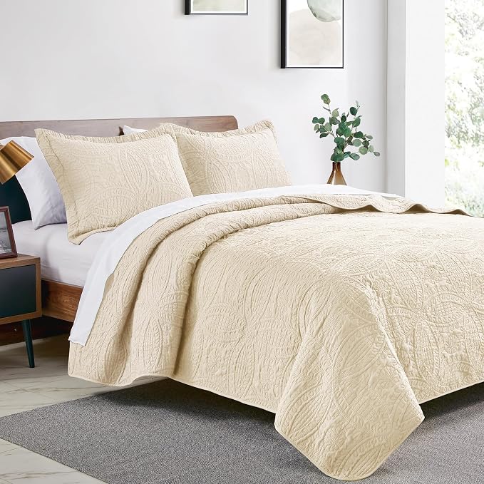Love's cabin Quilts for Queen Bed Beige Bedspreads Bedding Set - Image 2
