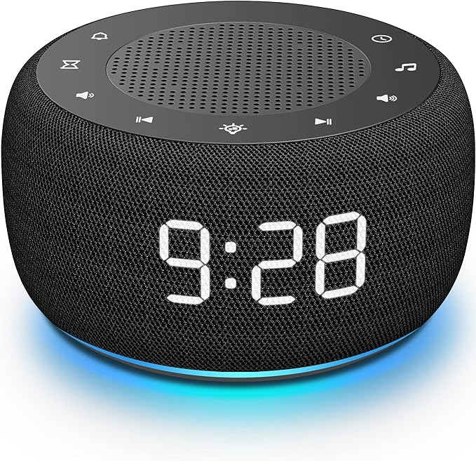 Buffbee Sound Machine & Alarm Clock 2-in-1, 0-100% Clock Face Brightness by BUFFBEE