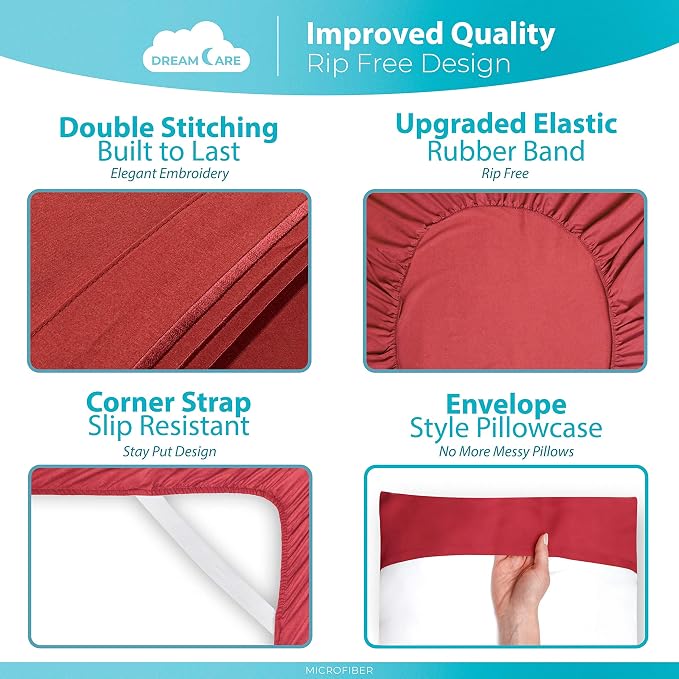DREAMCARE California King Sheet Sets -6 pcs Breathable Cooling Bed Sheets -up - Image 6