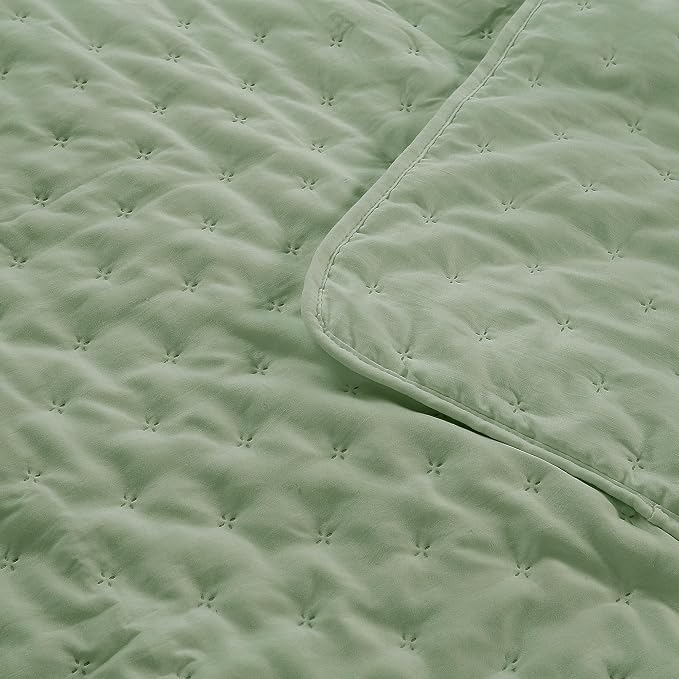 ROARINGWILD Sage Green Twin Size Quilt Bedding Set, Lightweight Soft Bedspread - Image 6