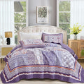 WONGS BEDDING Purle Quilt Set King Size, 3 Pieces Boho Patchwork Bedspread by WONGSBEDDING