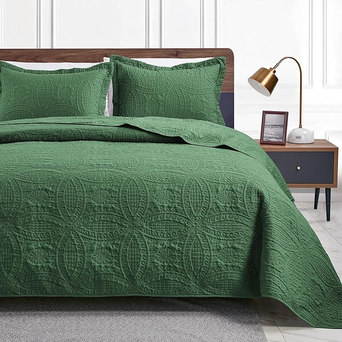 Love's cabin Quilts for Full Bed Olive Green Bedspreads Bedding Set by Lovescabin