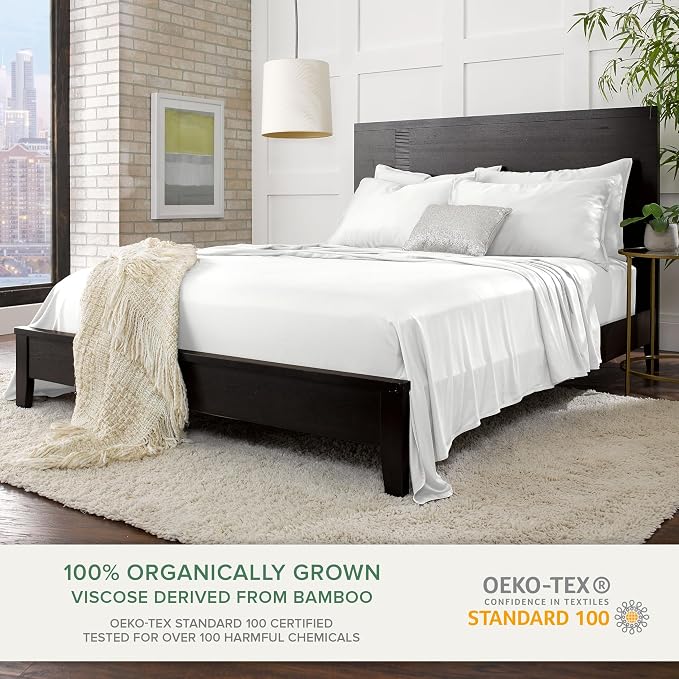 Pure Bamboo Queen Sheets, Genuine 100% Organic Viscose Derived from Bamboo Bed - Image 2