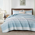 Andency King Size Quilt Set Aqua Blue, 3 Pieces Summer Ultra Soft Lightweight by Andency