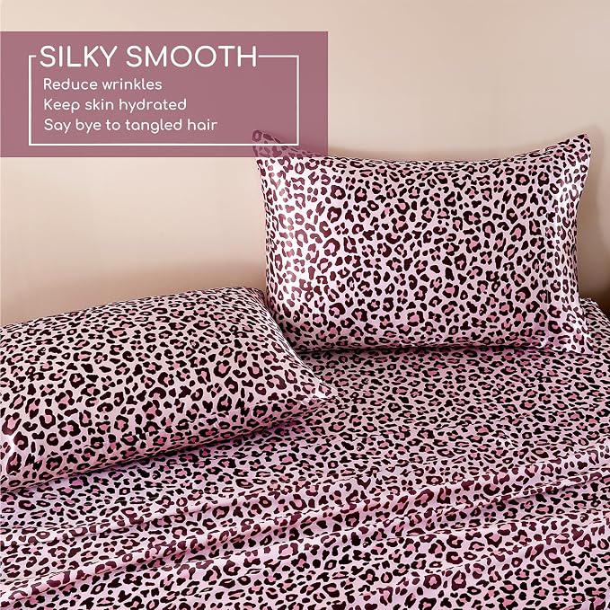 MR&HM Satin Sheets with Elastic Corner Straps, Twin Size 3-Piece Silky Bedding - Image 6
