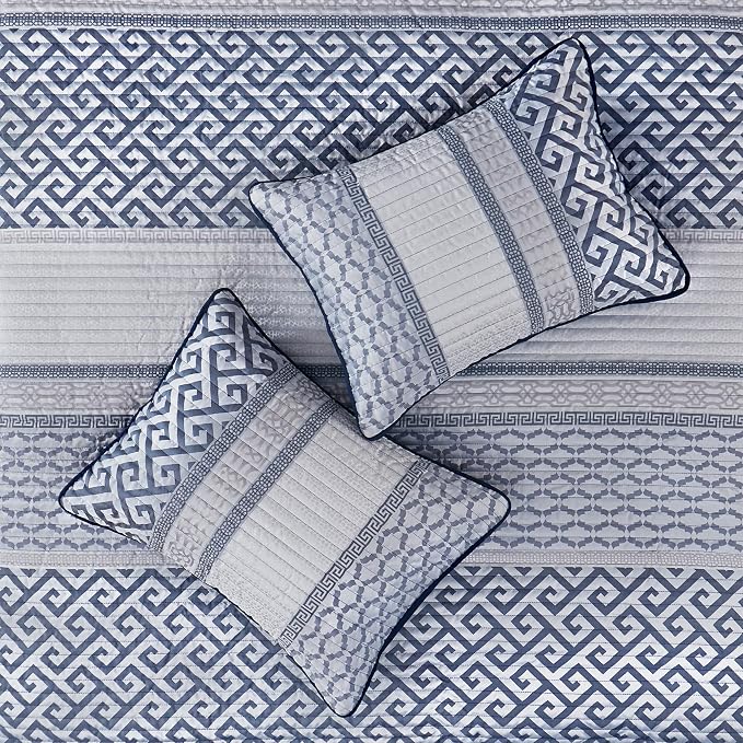 Madison Park Quilt Set Luxurious Jacquard Stripes Design - Image 8