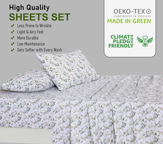 RUVANTI 100% Cotton Sheets – Twin Size Percale Bedding, Cooling & Breathable - Image 7