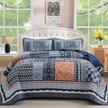 WONGS BEDDING Navy Blue Quilt Set Queen Size, Bohemian Patchwork Bedspread by WONGSBEDDING