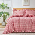 Gingham Duvet Cover Full Size, 3 Pieces Soft Breathable Microfiber Plaid by Kisswish