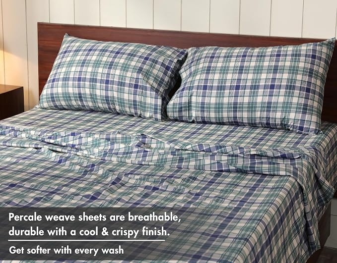 RUVANTI 100% Cotton Sheets – Full Size Percale Bedding, Cooling & Breathable - Image 4