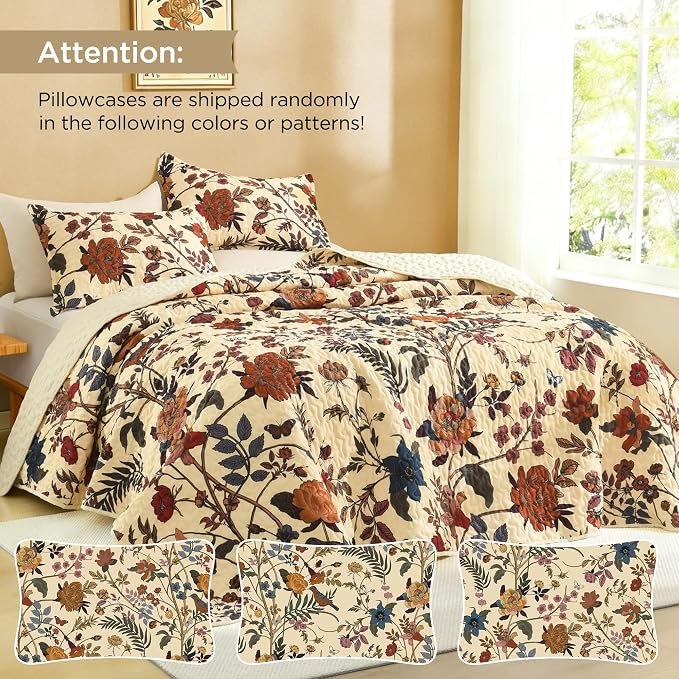 Litanika Floral Beige Quilt King Size - Image 3