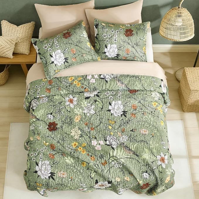Litanika Floral Green Quilt California King Size - Image 4