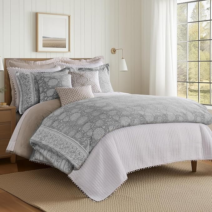 Levtex Home Adare Grey Reversible Queen Duvet Cover Set - Image 3
