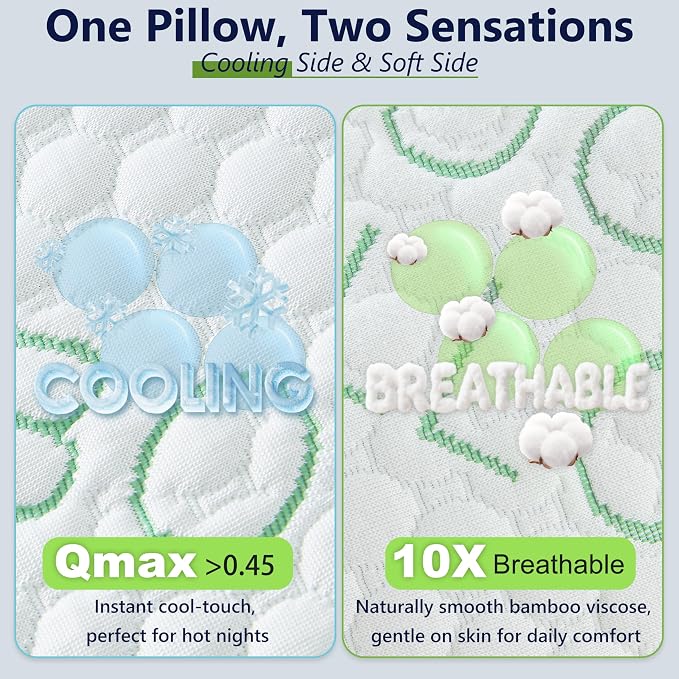 Shredded Memory Foam Pillow, Cooling Pillow King Size 1 Pack Adjustable Firm - Image 7