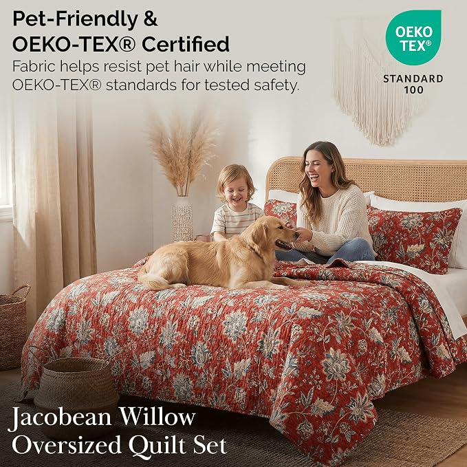 Southshore Fine Living, Inc. Oversized Full/Queen Quilt Bedding Set, Jacobean - Image 5