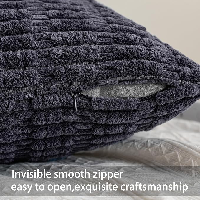 Aegero Pack of 2 Corduroy Decorative Throw Pillow Covers 12x20 Inch Soft - Image 3
