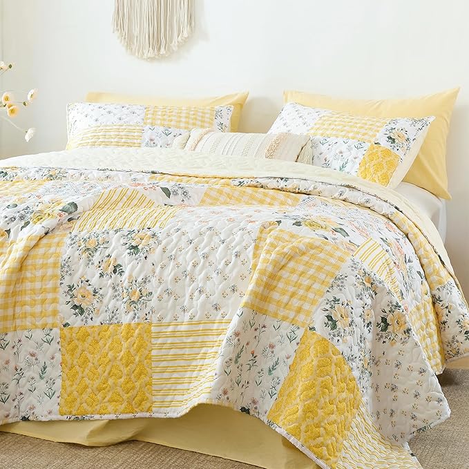 YIKUSH Quilt Sets Queen Size Floral Quilt Set 3 Pieces Bedding Set Bedspreads - Image 4