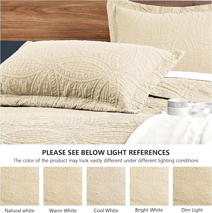 Love's cabin California King Size Quilt Bedding Set Camel Bedspreads - Image 5