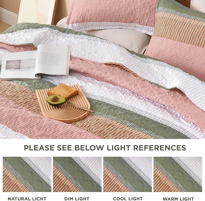 Litanika King Size Quilt Set Pink, Soft Lightweight Polyester Comforter Bedding - Image 6