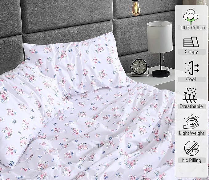 RUVANTI 100% Cotton Sheets – Full Size Percale Bedding, Cooling & Breathable - Image 3