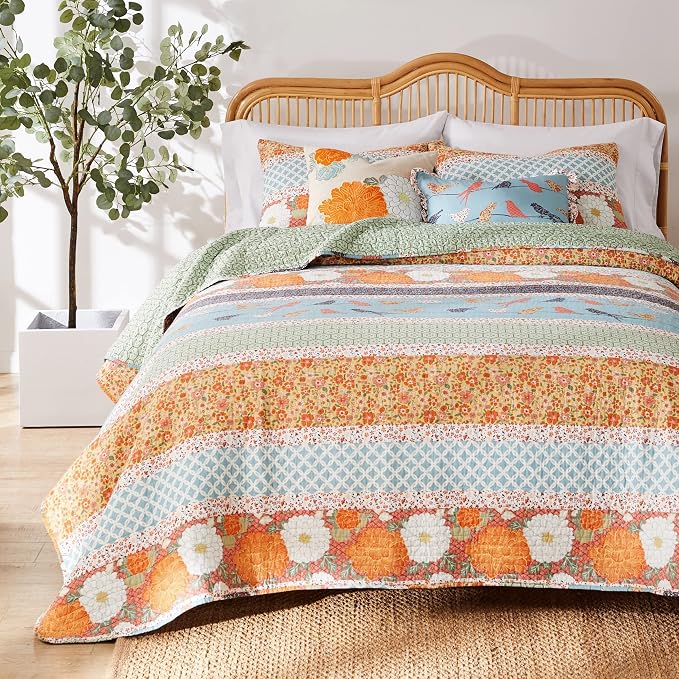 Greenland Home Carlie Modern Floral Reversible Quilt Set, 2-Piece Twin - Image 6