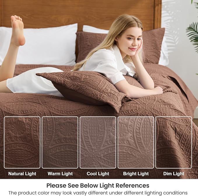 Love's cabin Oversized King Size Quilt Bedding Set Brown Bedspreads - Image 6