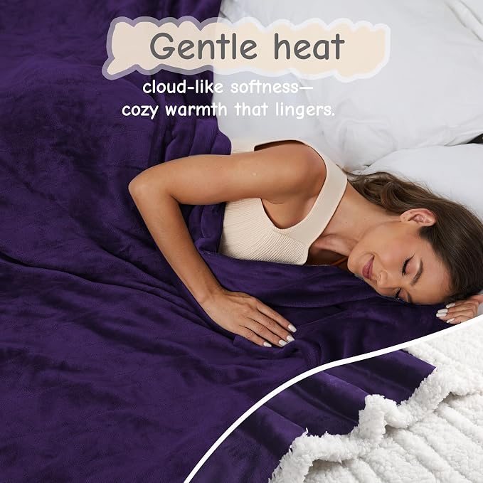Electric Heated Blanket Throw Size 50"x60", Soft Flannel - Image 3