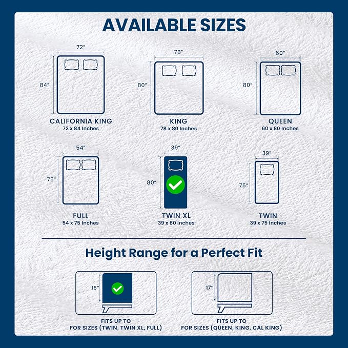 Twin XL Size Mattress Protector Waterproof, Premium 200 GSM Terry Mattress Cover - Image 3