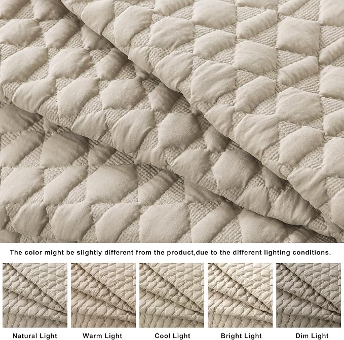 Beige Quilt King Size Bedding Sets - Image 3