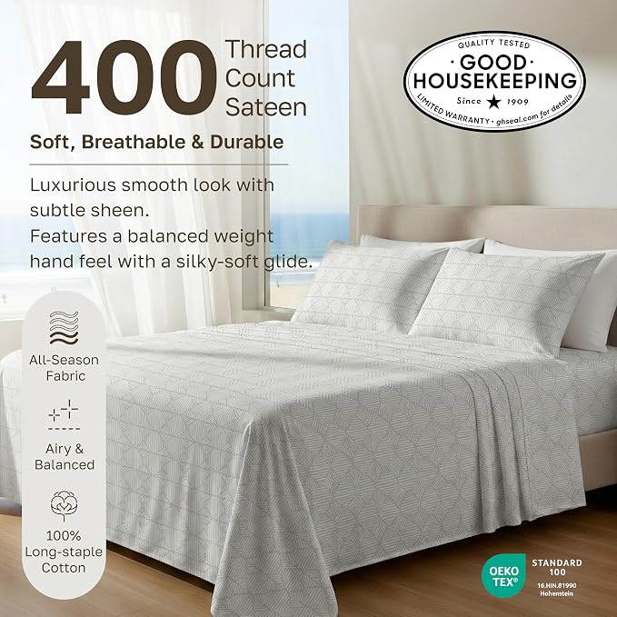 California Design Den Soft Twin Size 100% Cotton Sheet Sets, 400 Thread Count - Image 3