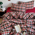 mixinni Vintage Red & Brown Buffalo Plaid Duvet Cover Set Twin XL Size by mixinni