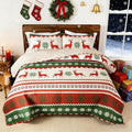 Whale Flotilla Christmas Quilt Twin Size, Soft Boho Floral Bedspreads by WHALEFLOTILLA