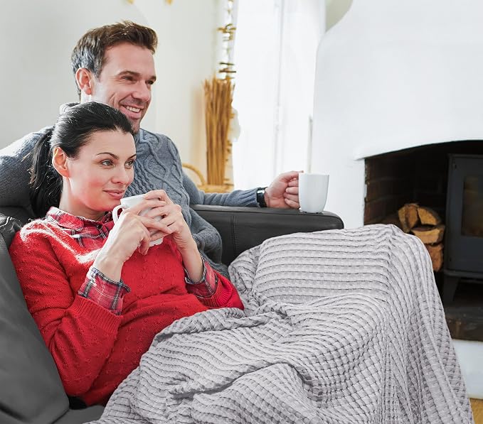 Utopia Bedding 100% Cotton Waffle Weave Blanket Queen Size - Image 6
