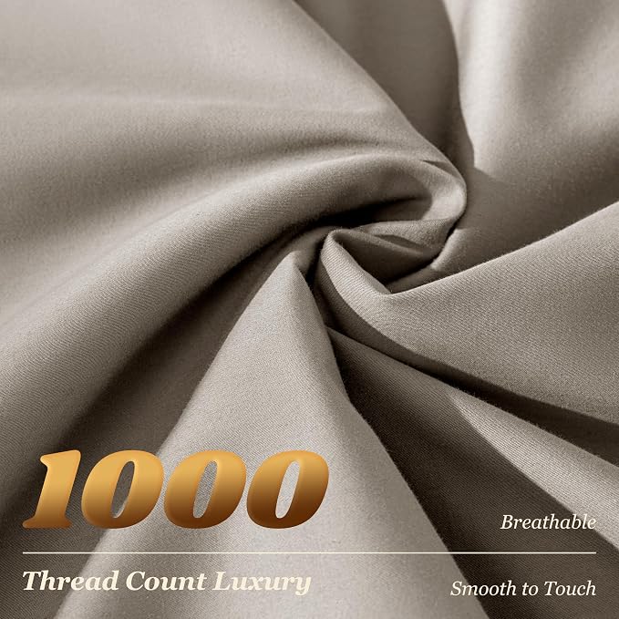 LBRO2M 100% Cotton Sheets Set Deep Pocket 19", 1000 Thread Count Full Size 4 - Image 4