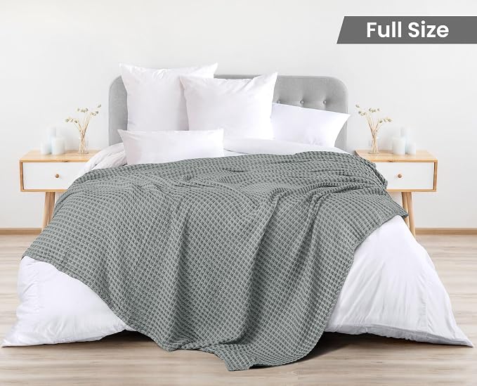 Utopia Bedding 100% Cotton Waffle Weave Blanket Full Size - Image 2
