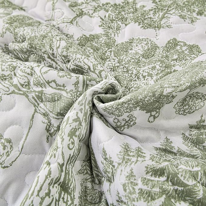 WONGS BEDDING Botanical Quilt Set California King Size, Sage Green 3 Pieces - Image 6