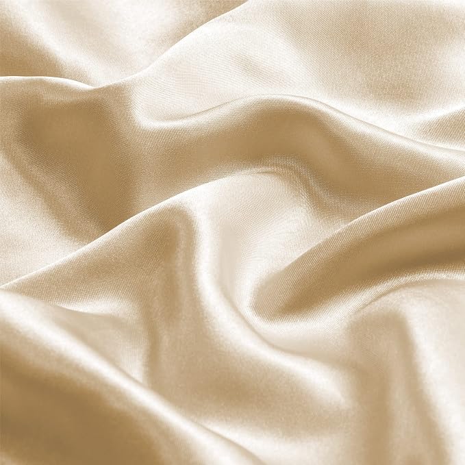 BEDELITE Satin Pillowcase with Zipper 2 Pack, Champagne Pillow Cases Standard - Image 3